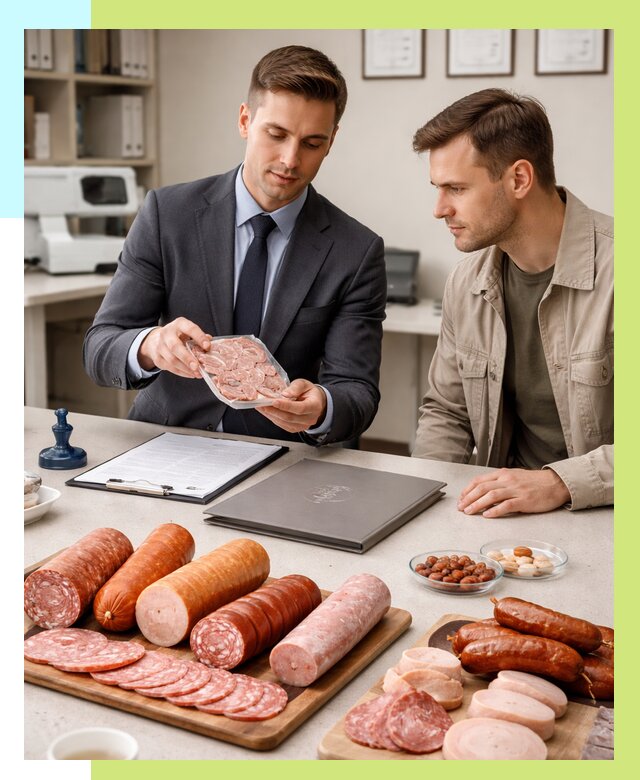 Сертификация колбасных изделий в Большой Камне от 7606 р. | Алешин-Бль